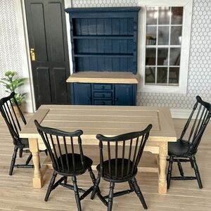 Dollhouse miniature 1:12 scale refractory table, unfinished wood